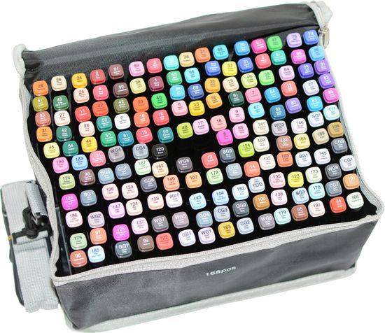 Набор маркеров для скетчинга Touch 168шт в сумке с ремнем и подставкой для каждого маркера