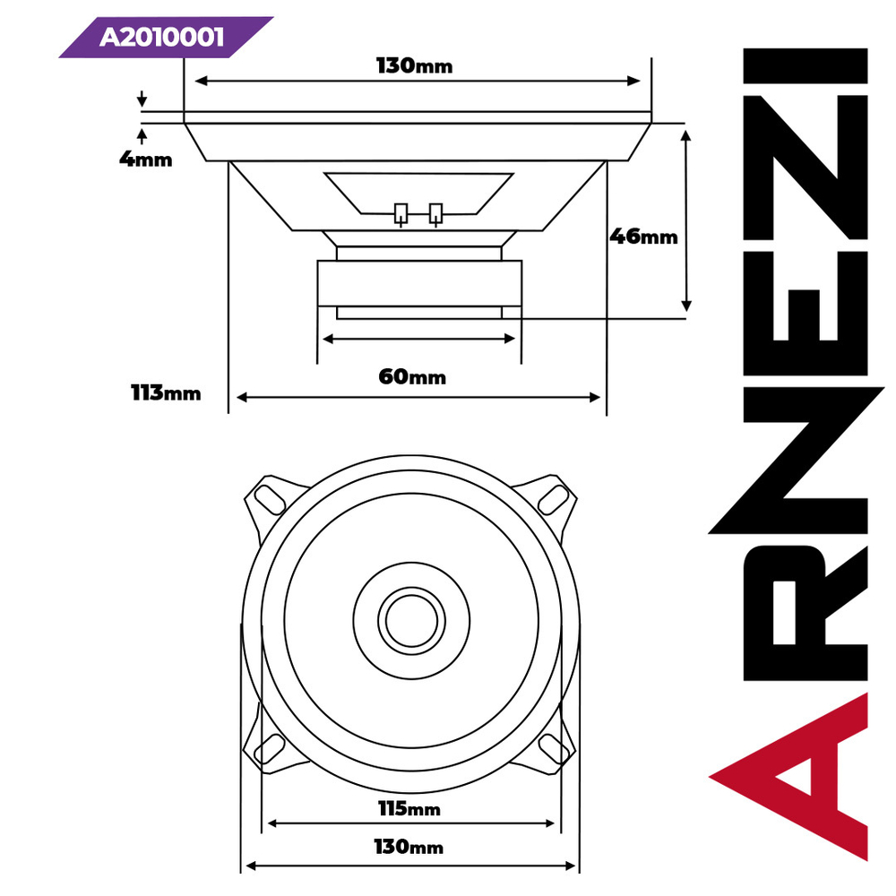 Колонки ARNEZI Deeptone 5, 13 см широкополосные, 2шт, 13 см (5 дюйм.), Max Вт ARNEZI A2010001