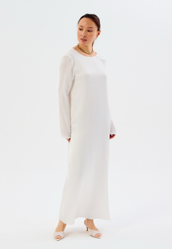 Платье жатка с открытой спиной белое