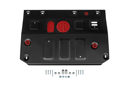 Защита картера АвтоБроня для Hongqi HS3 2024-н.в., рынок РФ, сталь 1.5 мм, с крепежом, штампованная, 111.08020.1