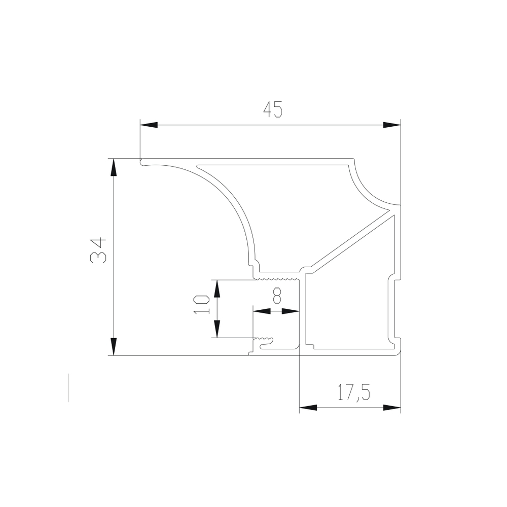 СТАНДАРТ Вертикальный профиль Flat (5,40 м) черный матовый (RAL) (AS0533) Aristo