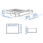 Каркас кровати с ящиком и матрасом - IKEA NORDLI, 200х140 см, матрас средне-жесткий, белый, НОРДЛИ ИКЕА