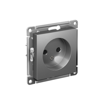 Розетка 1-м СП AtlasDesign 16А IP20 без заземл. защ. шторки механизм сталь SE ATN000949