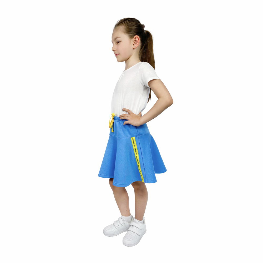 Юбка для девочки, модель №2 (с прямой кокеткой), рост 98 см, голубая