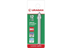Сверло по кафелю и стеклу, с 2 реж. лезв., ц. хвост., 12 мм, URAGAN