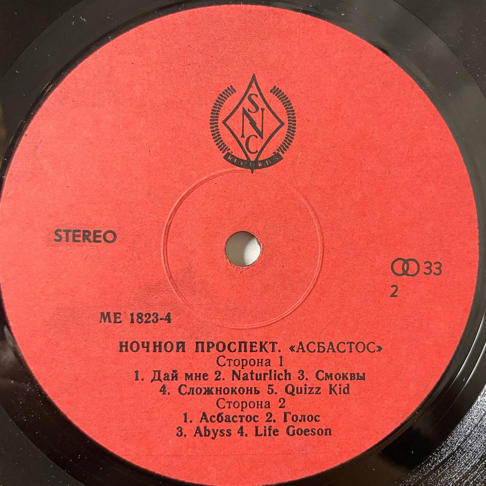 Винтажная виниловая пластинка LP Ночной Проспект, Asbastos, Асбастос (СССР 1991)