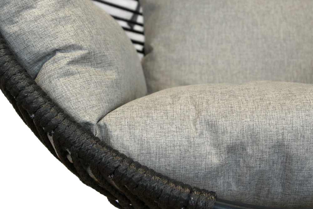 Кресло подвесное Элис арт.CN14625 (стойка+осн.черн.,корзн.серая.,подуш.сер. 3уп.(М))