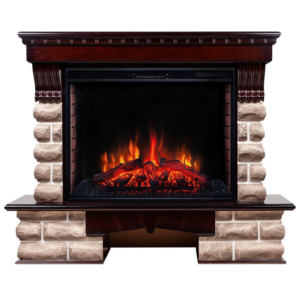 Электрокамин RealFlame Kansas 33/33W AO античный дуб с очагом Epsilon 33