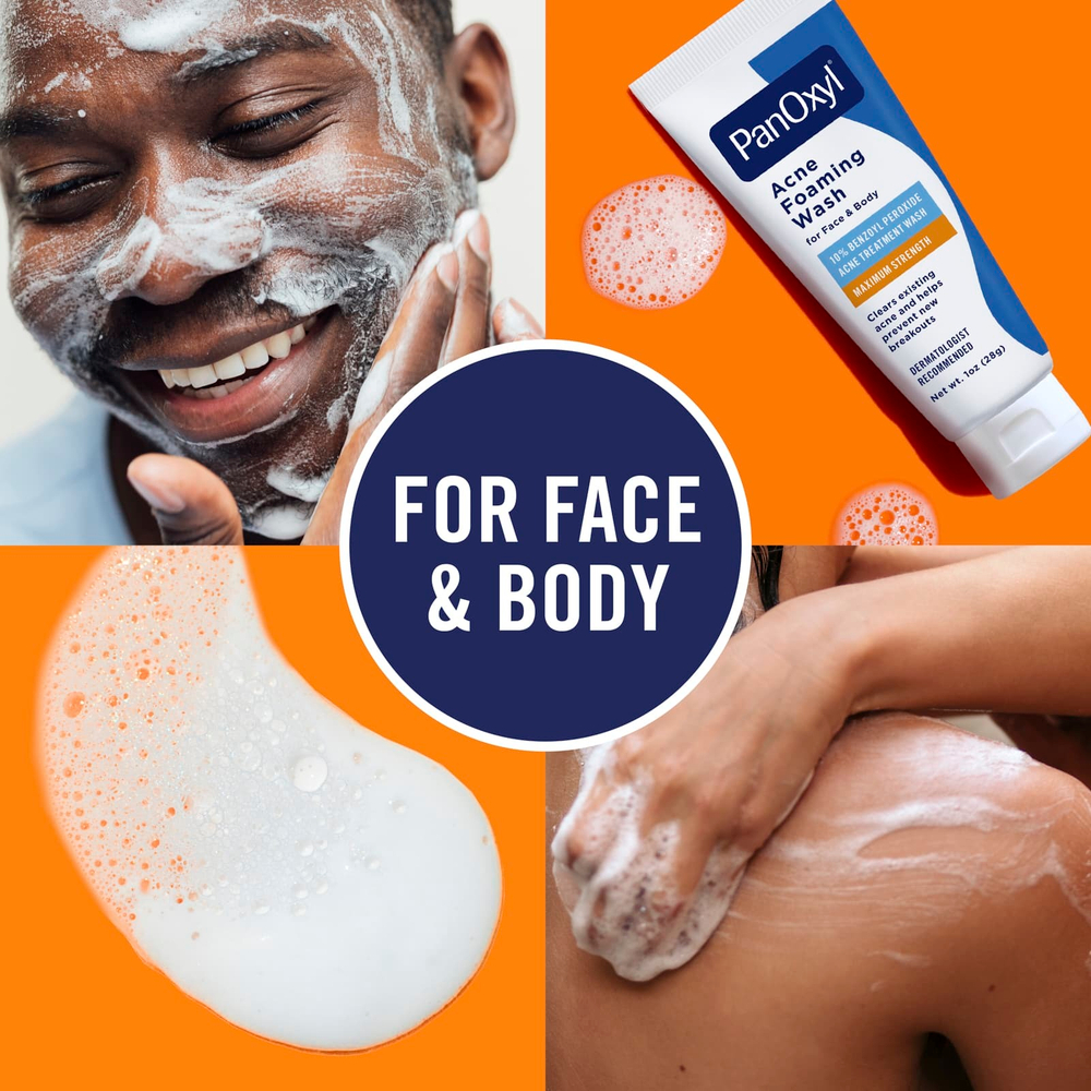PanOxyl, Пенка для умывания от акне, для лица и тела, максимальная сила действия, 28 г (1 унция)