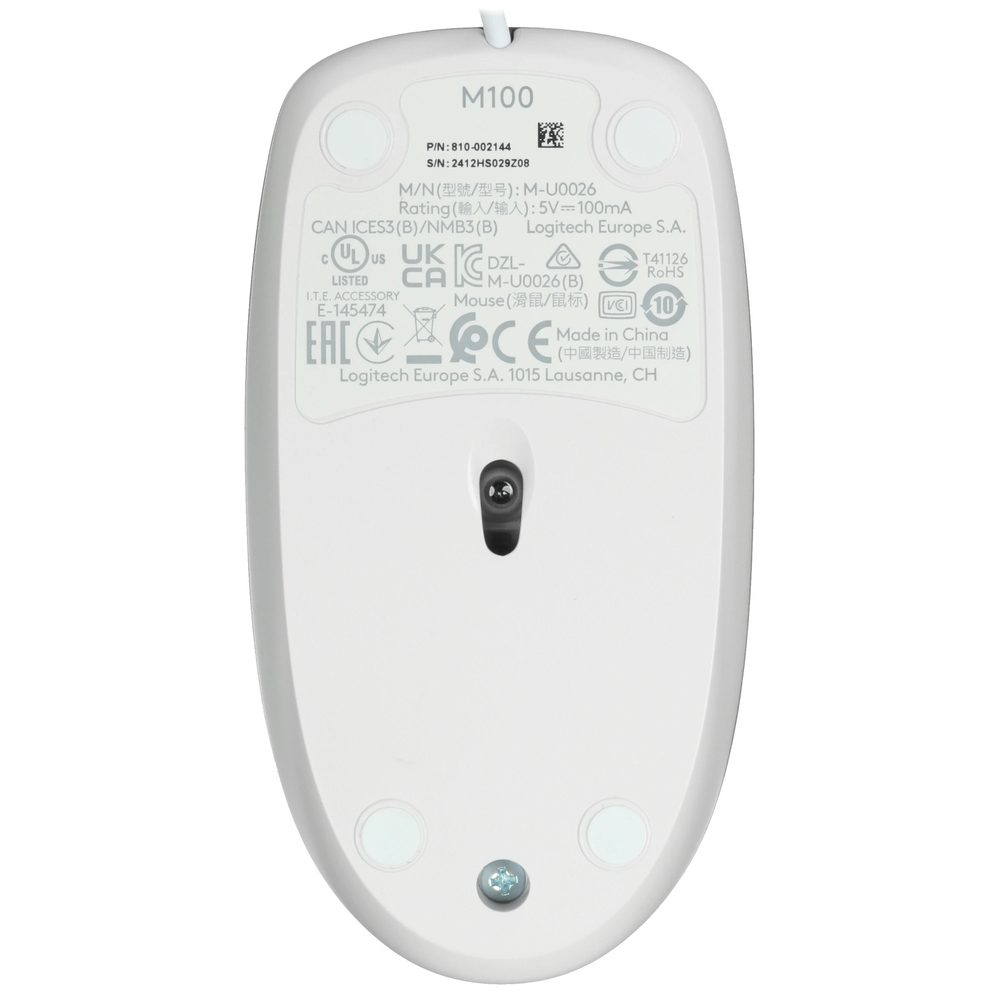 Мышь Logitech M100 (USB) White