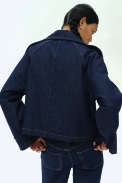 H&M КОРОТКИЙ ТРЕНЧ, ТЕМНО-СИНИЙ