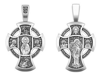 Крест большой. Господь Вседержитель. Деисус. Ангел Хранитель, св.Николай, св. Сергий, арх.Михаил