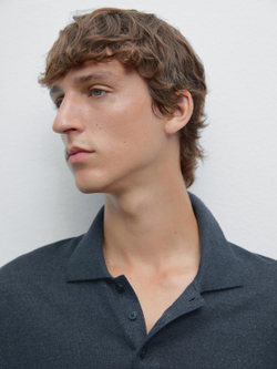 Massimo Dutti Поло из смесового льна, темно-синий