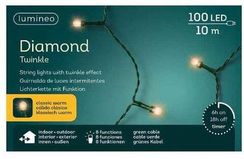 Светодиодная гирлянда с контроллером Алмазная россыпь 9.9 м., 220 V, 100 LED ламп теплого свечения, зеленый ПВХ провод, Kaemingk (490509)