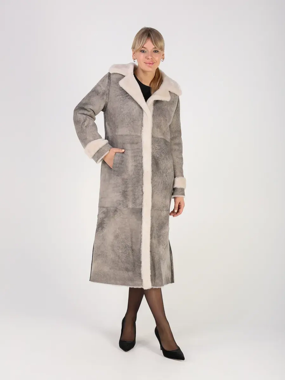 Дубленка зимняя натуральная длинная и теплая