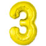 Шар фольгированный Цифра 3 101 см (Золотой)