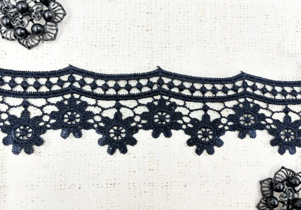Кружево плетеное, ш. 5,5 см, тёмно-синий
