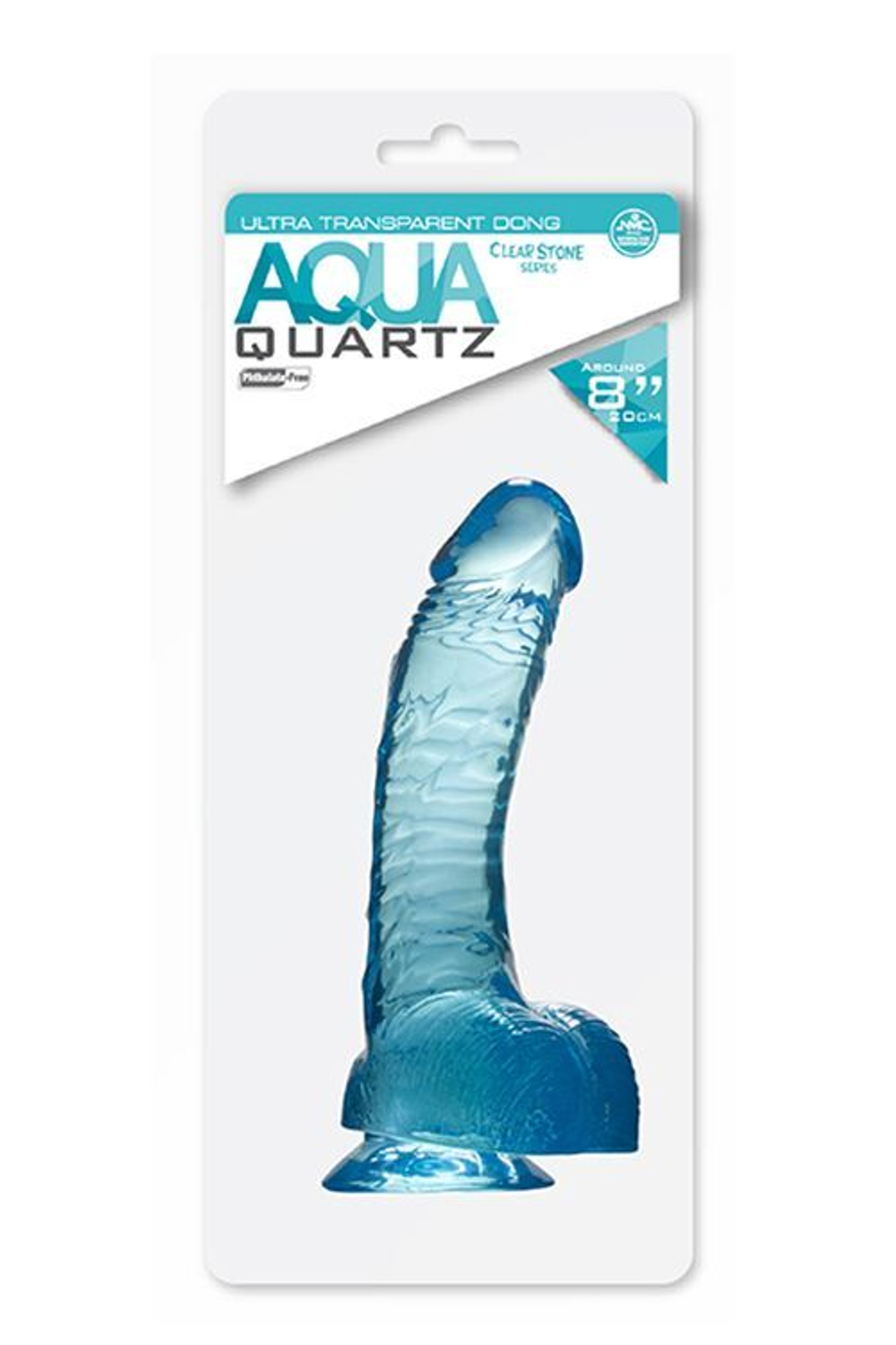 Голубой гелевый фаллоимитатор Aqua Quartz - 20 см.