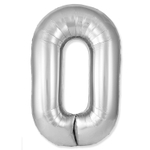 Шар фольгированный Цифра 0 101 см (Серебряный)