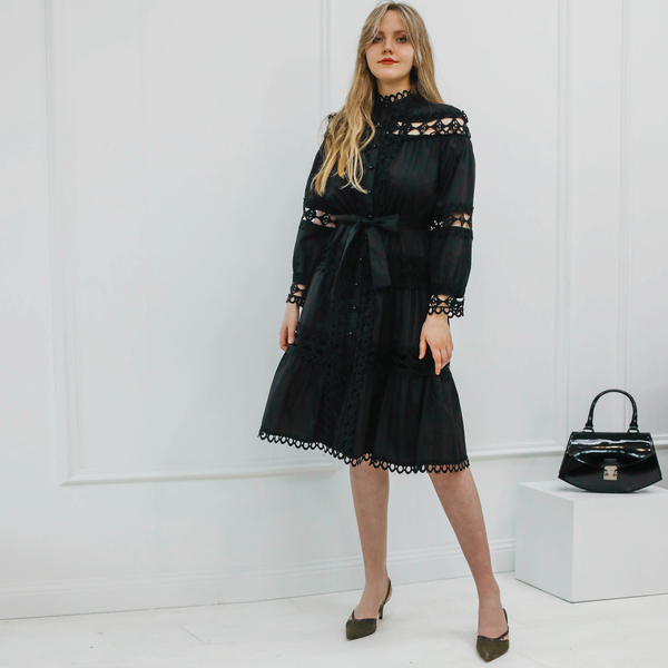 Платье с кружевом цвет черный, Италия