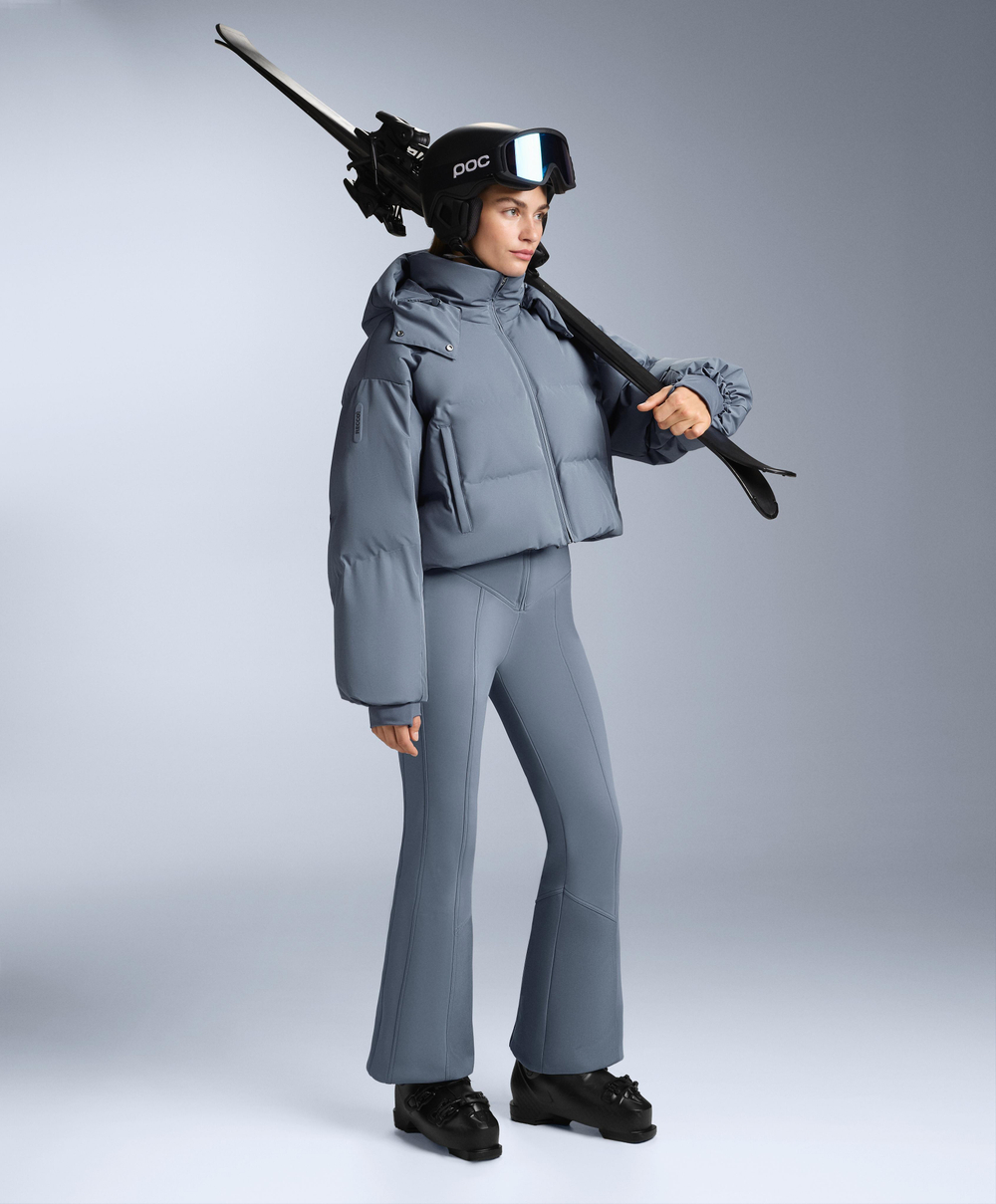 Oysho Легкий водонепроницаемый короткий пуховик Minardi Piume SKI, серо-голубой