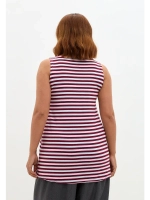 Майка базовая под пиджак удлиненная оверсайз тельняшка/винный