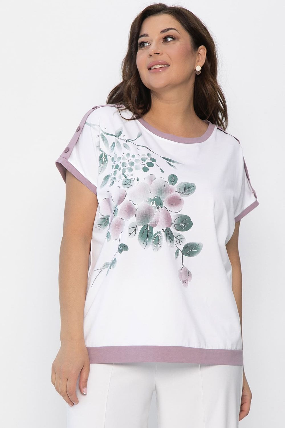 Блуза Далия (бело-сиреневая) Б13804-20М LT Collection