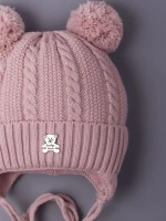 Шапка детская вязаная демисезонная на завязках