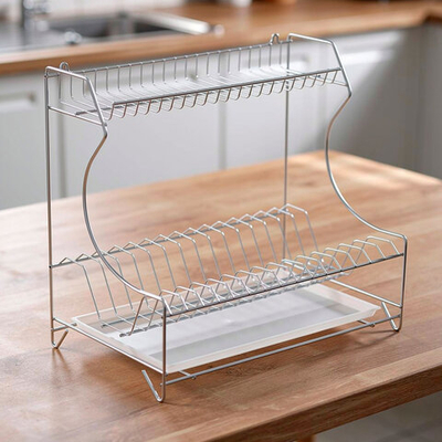 Сушилка для посуды 398*242*375мм с поддоном, цельносварная, белая