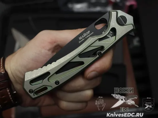 Нож складной НОКС Майор Black сталь M390, зеленый Титан 328-159506