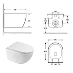 Унитаз подвесной Azario Ines White 355х485х320 безободковый, система смыва "скрытое Торнадо", с быстросъемным сиденьем "Микролифт" (AZ-W03-SW)