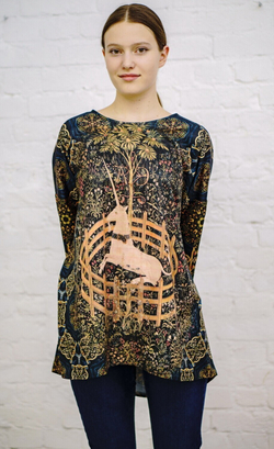 Туника "Единорог", по мотивам средневековых фламандских шпалер