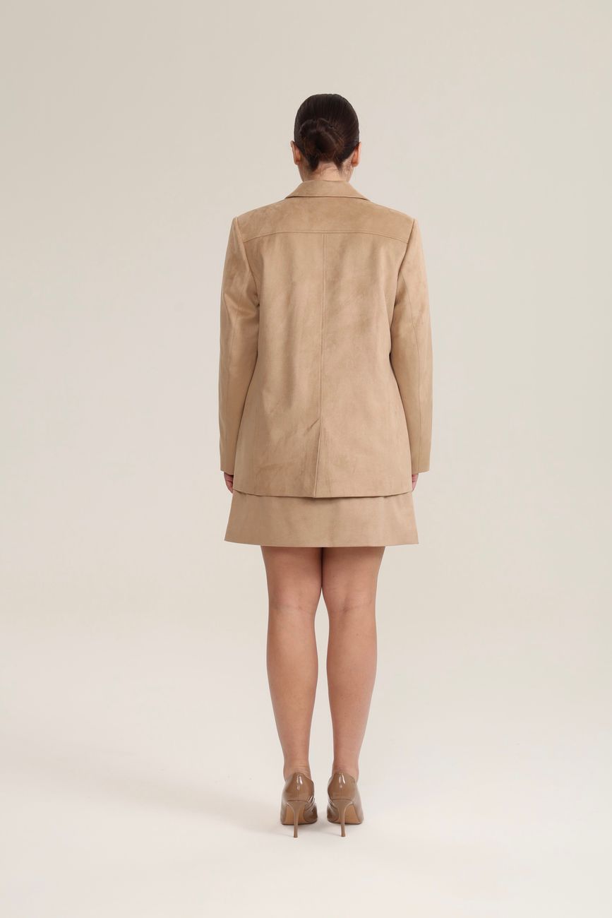 Мини юбка из экозамши, песочный