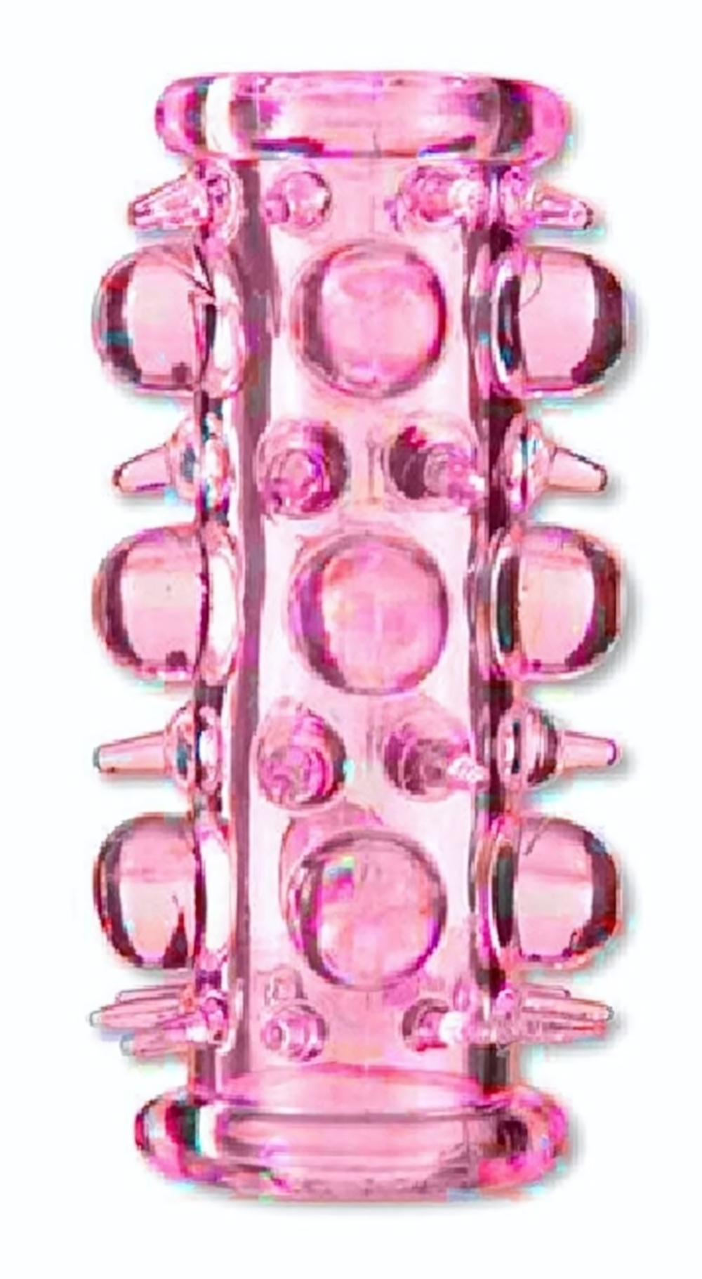 Розовая насадка на пенис с шипами и шишечками (Цвет: розовый)