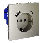 Розетка встраиваемая VOLTUM S70 с заземлением и защитными шторками, 16А, с USB, A+С, (шелк)