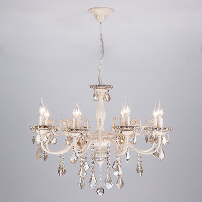 Подвесная люстра 3281/8 белый с золотом / тонированный хрусталь