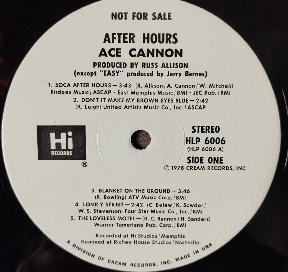 Винтажная виниловая пластинка LP Ace Cannon After Hours (USA 1978)