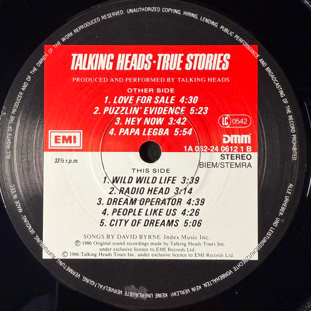 Talking Heads ‎– True Stories (Европа 1986г.)Т