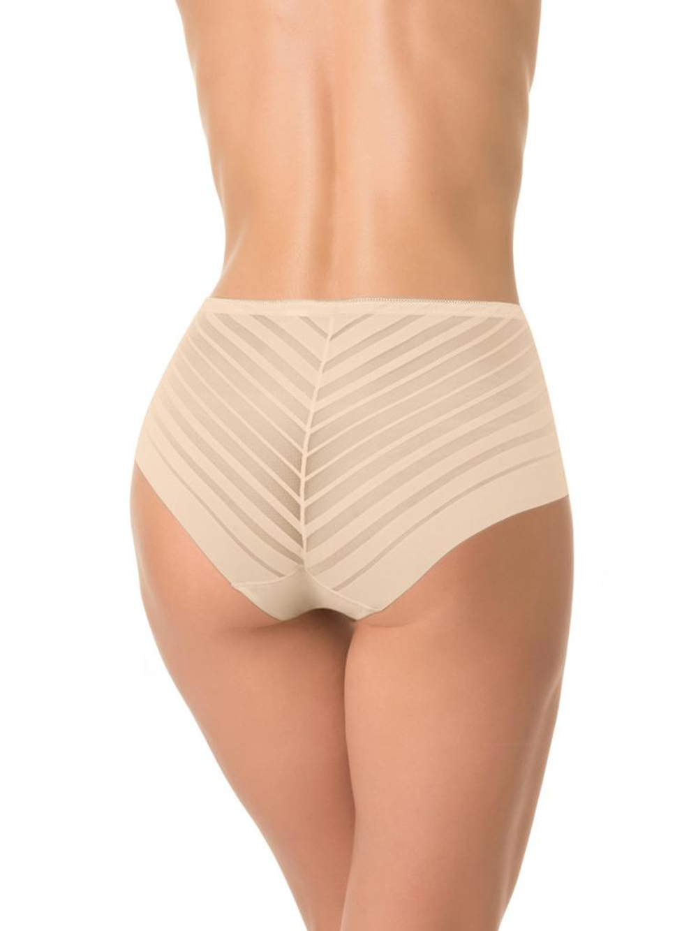 Высокие трусики с полосками разной ширины (Размер: XXL) (Цвет: черный)