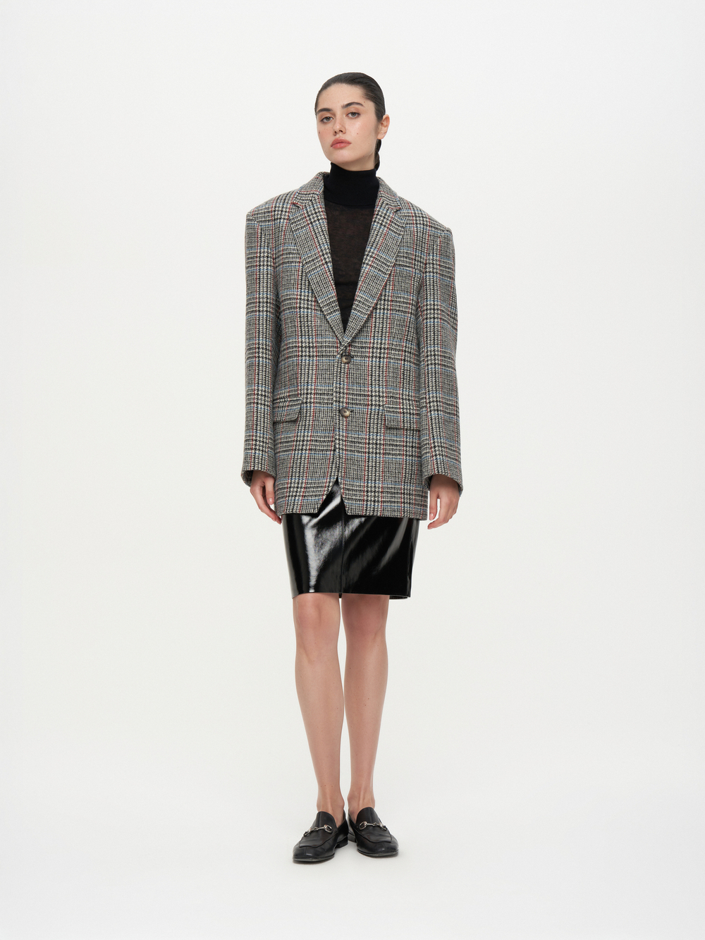 Юбка миди из глянцевой экокожи