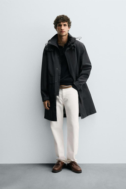 ZARA ПАРКА ИЗ ВЫСОКОТЕХНОЛОГИЧНОЙ ТКАНИ WATER REPELLENT СО СЪЕМНЫМИ ДЕТАЛЯМИ, МОРСКОЙ СИНИЙ