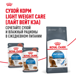 Корм консервированный ROYAL CANIN полнорационный для взрослых кошек профилактика избыточного веса LIGHT WEIGHT CARE (ЛАЙТ ВЕЙТ КЭА), мелкие кусочки в соусе - 85 гр