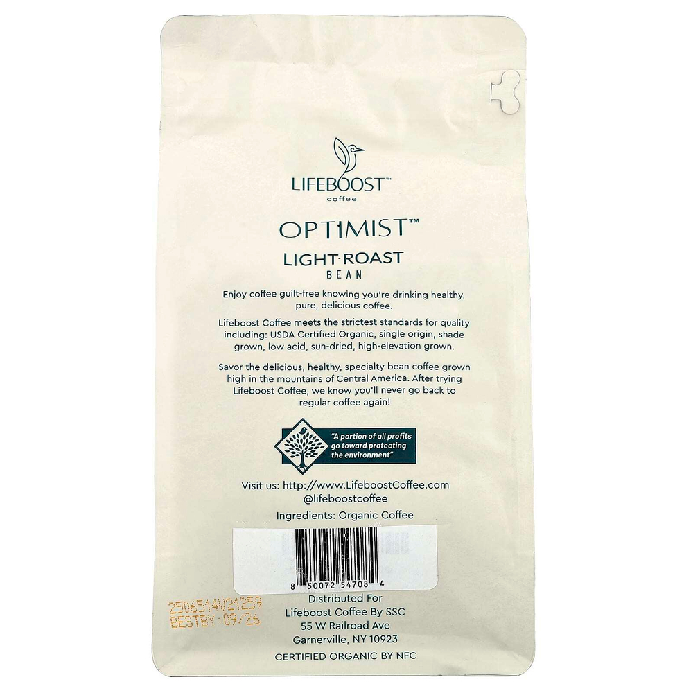 Lifeboost, Coffee, Optimist ™, зерна, легкой обжарки, 340 г (12 унций)