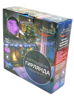 Гирлянда светодиодная "МУЛЬТИНИТЬ", 450 LED, розовый, 1,5 м. 30 нитей, IP20, 12V, адаптер, MAG-G012-450
