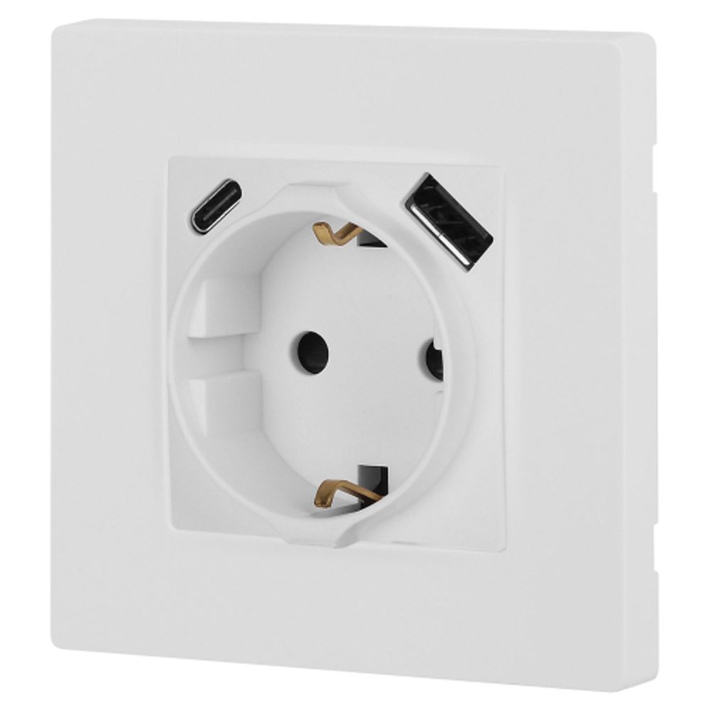 Розетка ЭРА Серия 12 12-4108-01М 2P+E 16A-250В со шторками с USB type-A+C 5В-3А белый матовый