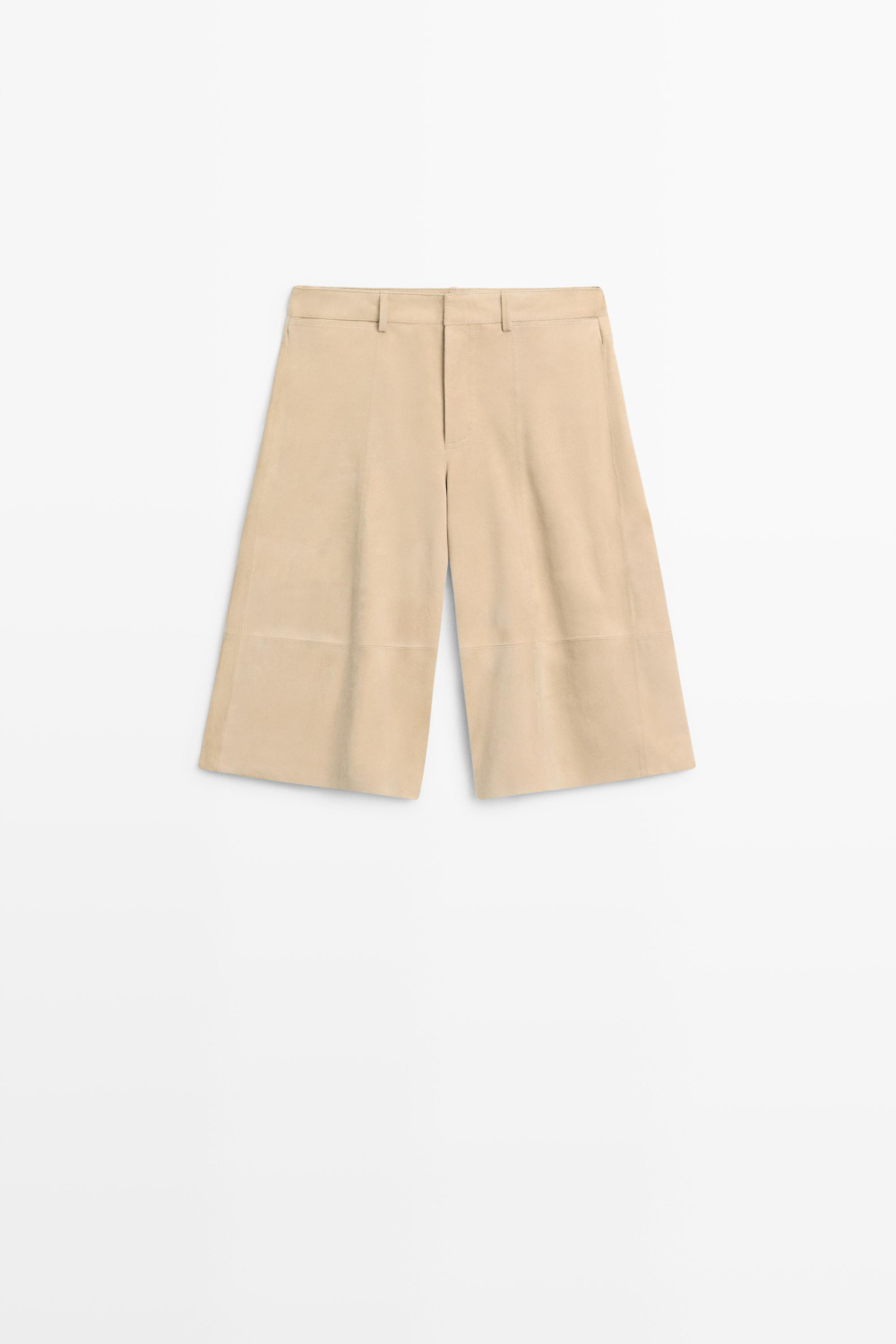 Massimo Dutti Длинные замшевые шорты, бежевый