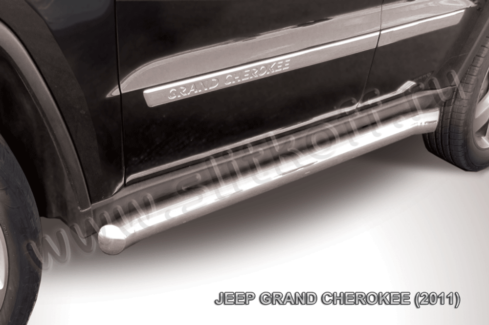 Пороги из нержавейки Jeep Grand Cherokee (2010-2013) d76 с гибами
