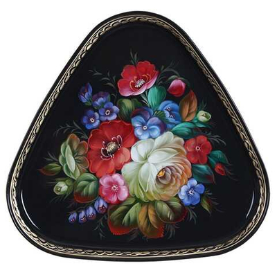 Жостовский поднос декоративный, размер 29х29 см (A8), металлический