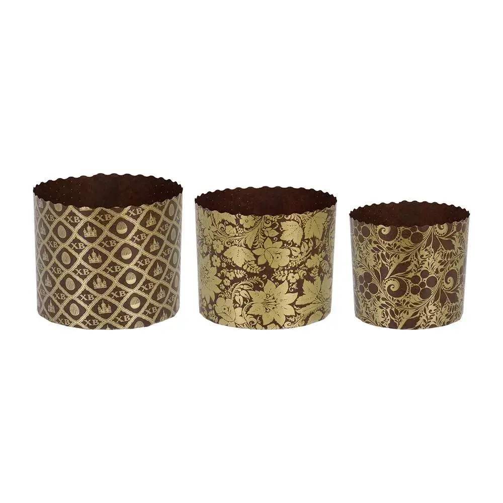 Набор бумажных форм для выпечки куличей «Пасхальный», 3 шт, 0,5 л d 9*9 см, 1 л d 11*8,5 см, 1,25 л d 12,5*10 см, микс