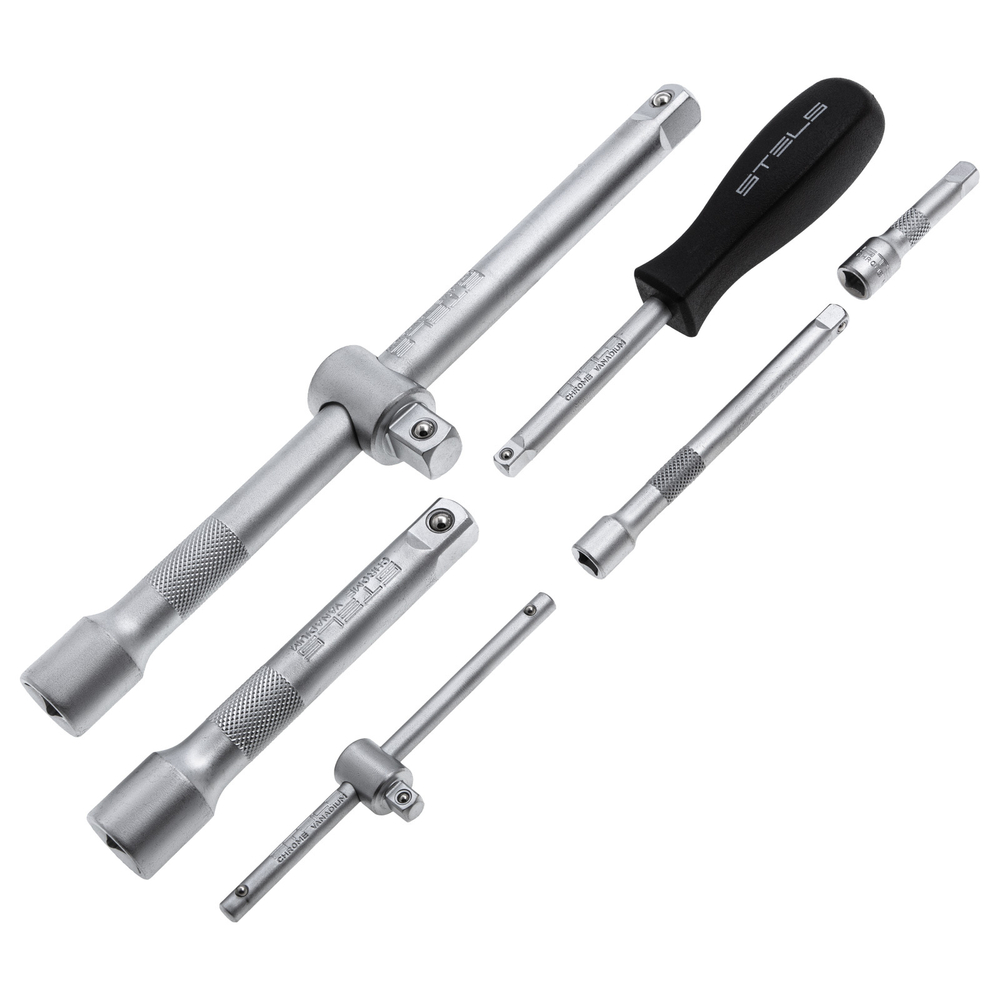 Набор инструментов 1/2", 1/4", CrV, 12 гранные головки, пластиковый кейс, 109 предмета Stels